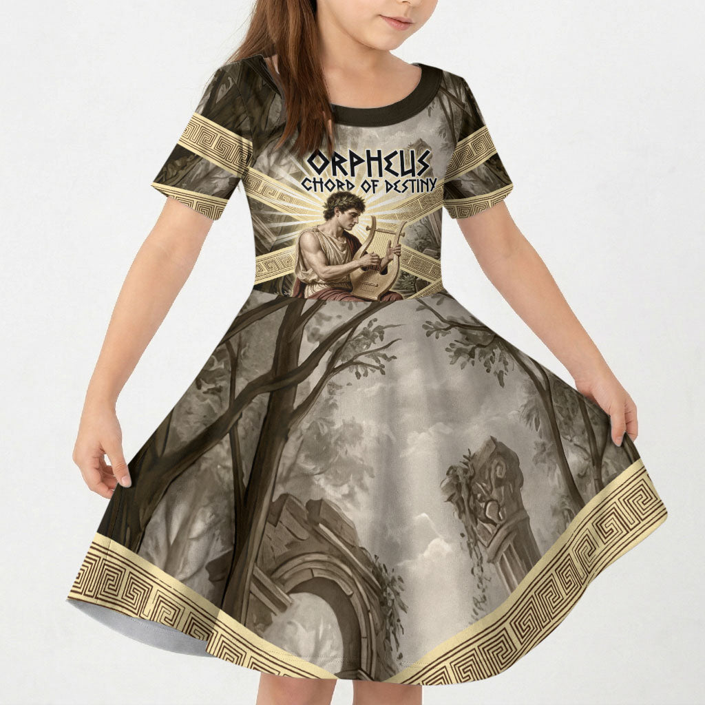 Orpheus Greek Mythology Lyre Musician Kid Short Sleeve Dress Vintage Ancient Greek Meander Classical Statue