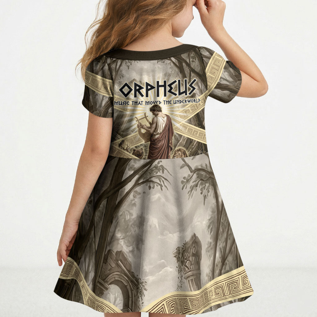 Orpheus Greek Mythology Lyre Musician Kid Short Sleeve Dress Vintage Ancient Greek Meander Classical Statue