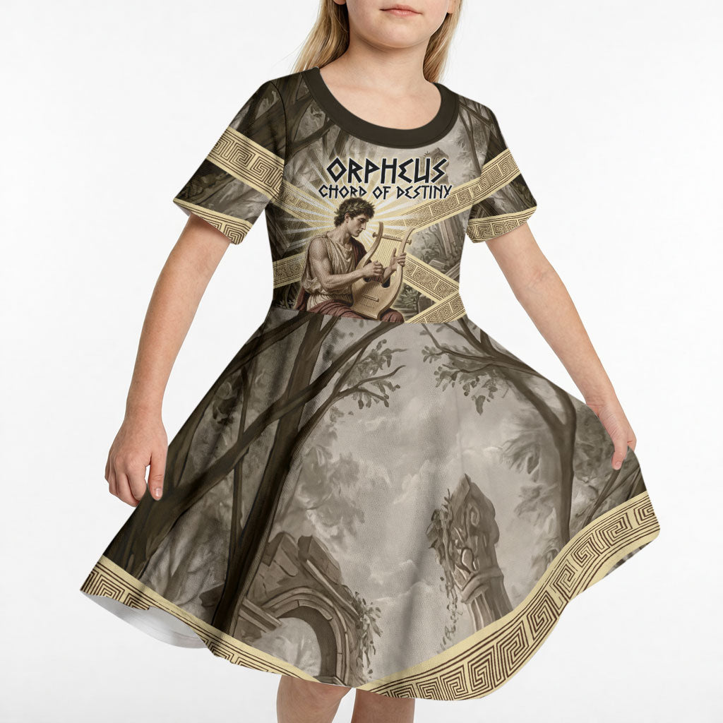 Orpheus Greek Mythology Lyre Musician Kid Short Sleeve Dress Vintage Ancient Greek Meander Classical Statue