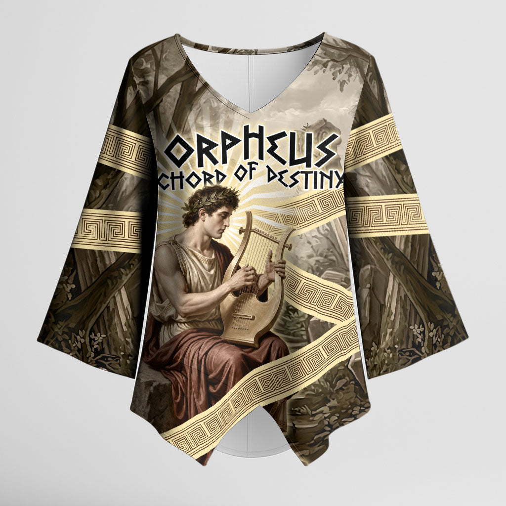Orpheus Greek Mythology Lyre Musician Kimono Sleeve Blouse Vintage Ancient Greek Meander Classical Statue