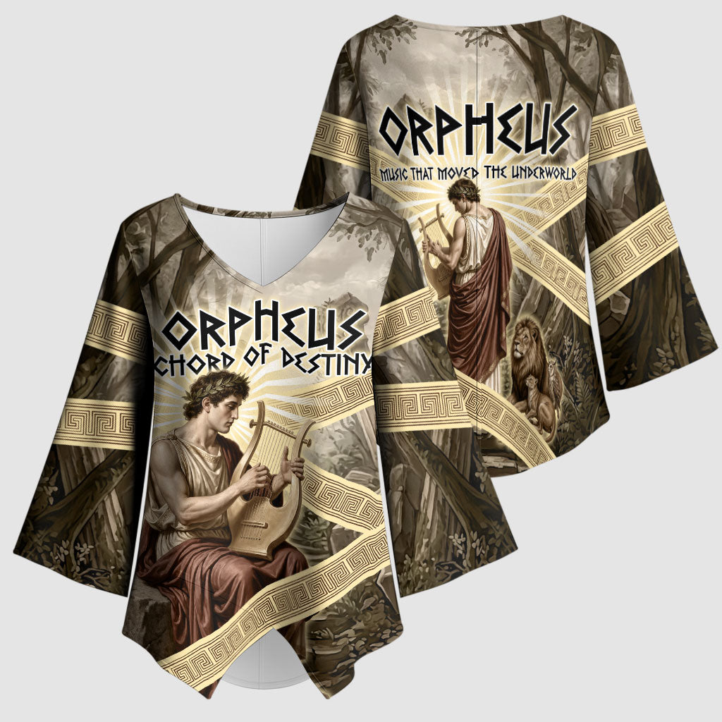 Orpheus Greek Mythology Lyre Musician Kimono Sleeve Blouse Vintage Ancient Greek Meander Classical Statue