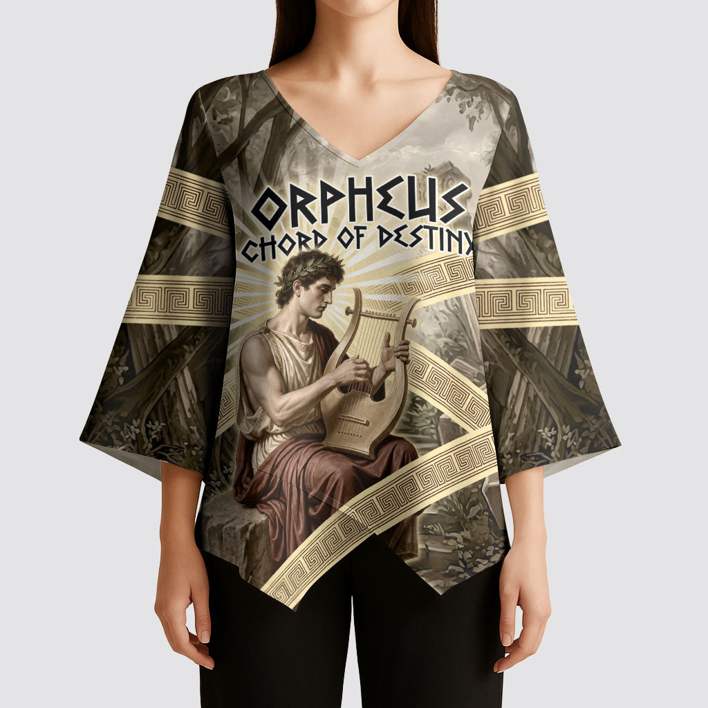 Orpheus Greek Mythology Lyre Musician Kimono Sleeve Blouse Vintage Ancient Greek Meander Classical Statue