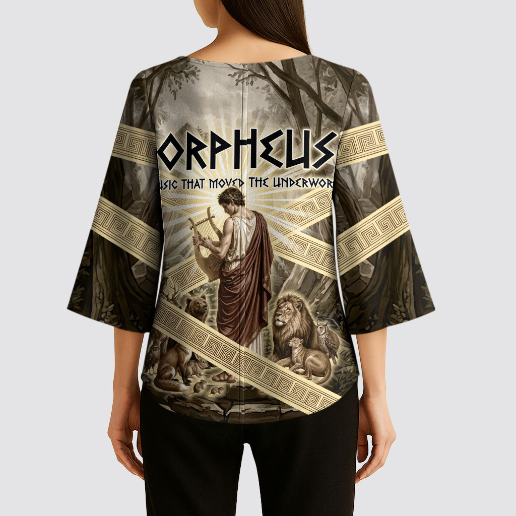 Orpheus Greek Mythology Lyre Musician Kimono Sleeve Blouse Vintage Ancient Greek Meander Classical Statue