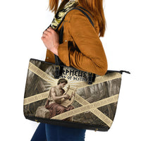 Orpheus Greek Mythology Lyre Musician Leather Tote Bag Vintage Ancient Greek Meander Classical Statue
