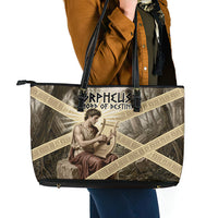 Orpheus Greek Mythology Lyre Musician Leather Tote Bag Vintage Ancient Greek Meander Classical Statue