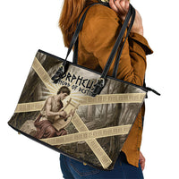 Orpheus Greek Mythology Lyre Musician Leather Tote Bag Vintage Ancient Greek Meander Classical Statue