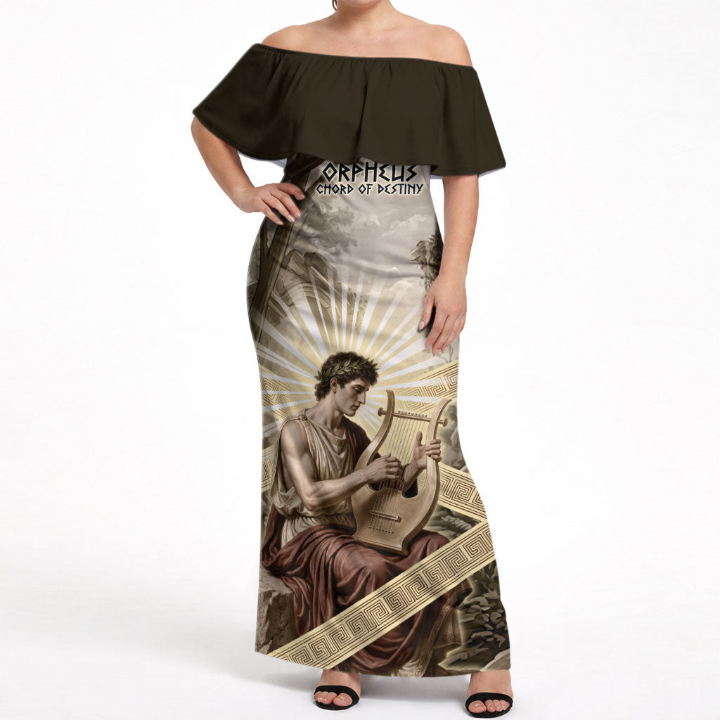 Orpheus Greek Mythology Lyre Musician Off Shoulder Maxi Dress Vintage Ancient Greek Meander Classical Statue
