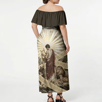 Orpheus Greek Mythology Lyre Musician Off Shoulder Maxi Dress Vintage Ancient Greek Meander Classical Statue