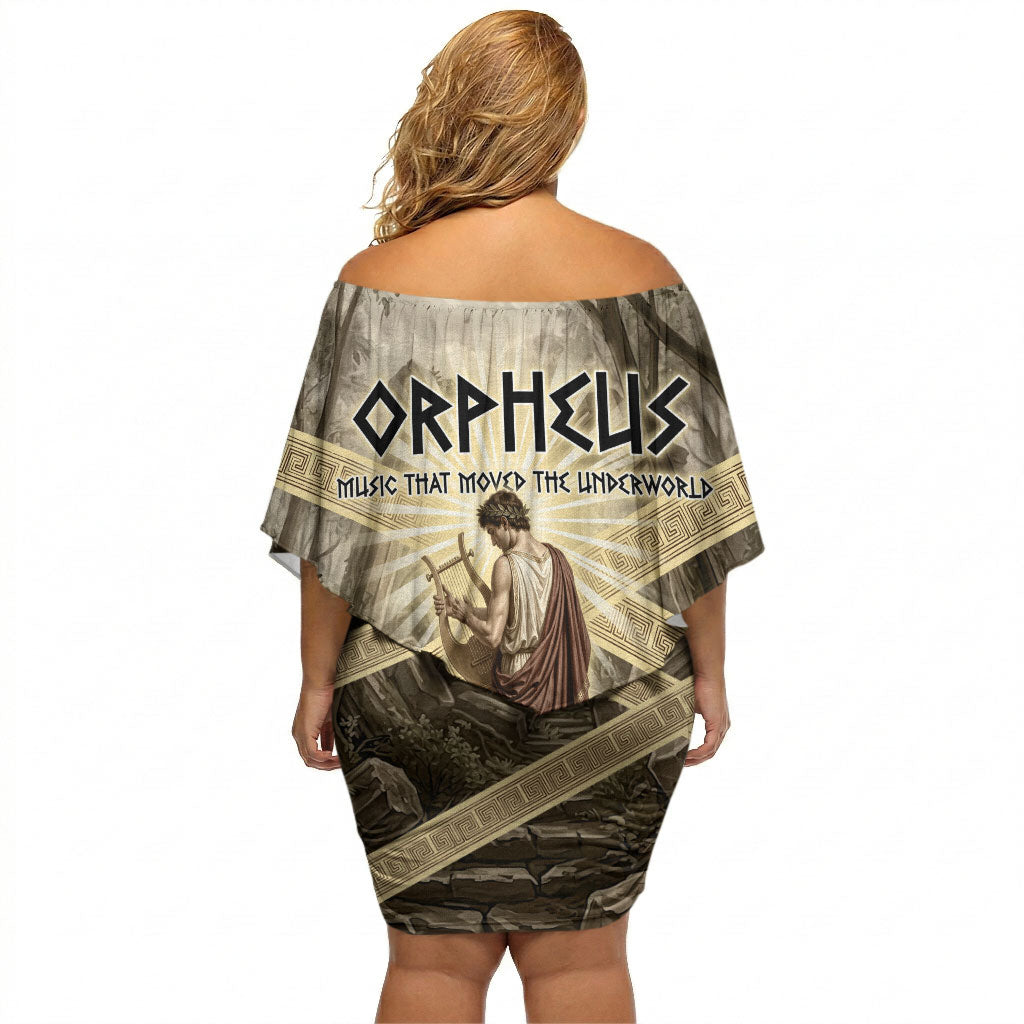 Orpheus Greek Mythology Lyre Musician Off Shoulder Short Dress Vintage Ancient Greek Meander Classical Statue