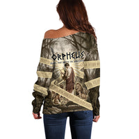 Orpheus Greek Mythology Lyre Musician Off Shoulder Sweater Vintage Ancient Greek Meander Classical Statue