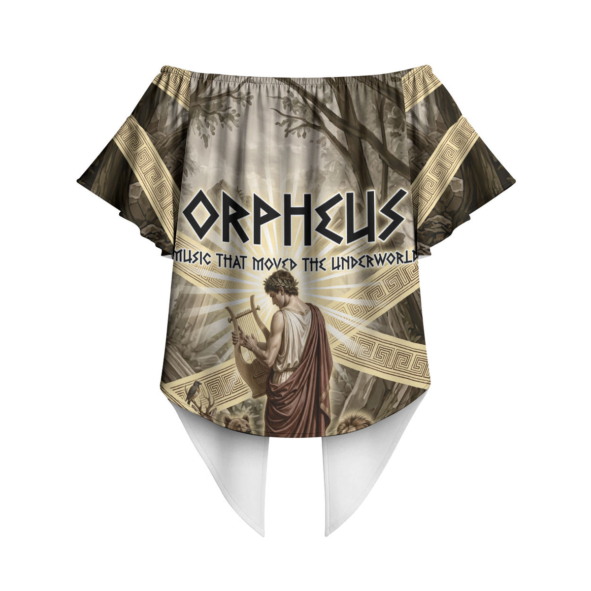 Orpheus Greek Mythology Lyre Musician Off Shoulder Wrap Waist Top Vintage Ancient Greek Meander Classical Statue