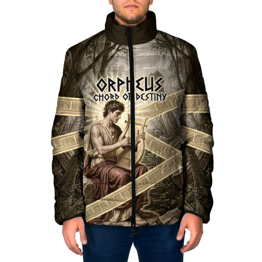 Orpheus Greek Mythology Lyre Musician Padded Jacket Vintage Ancient Greek Meander Classical Statue