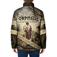 Orpheus Greek Mythology Lyre Musician Padded Jacket Vintage Ancient Greek Meander Classical Statue