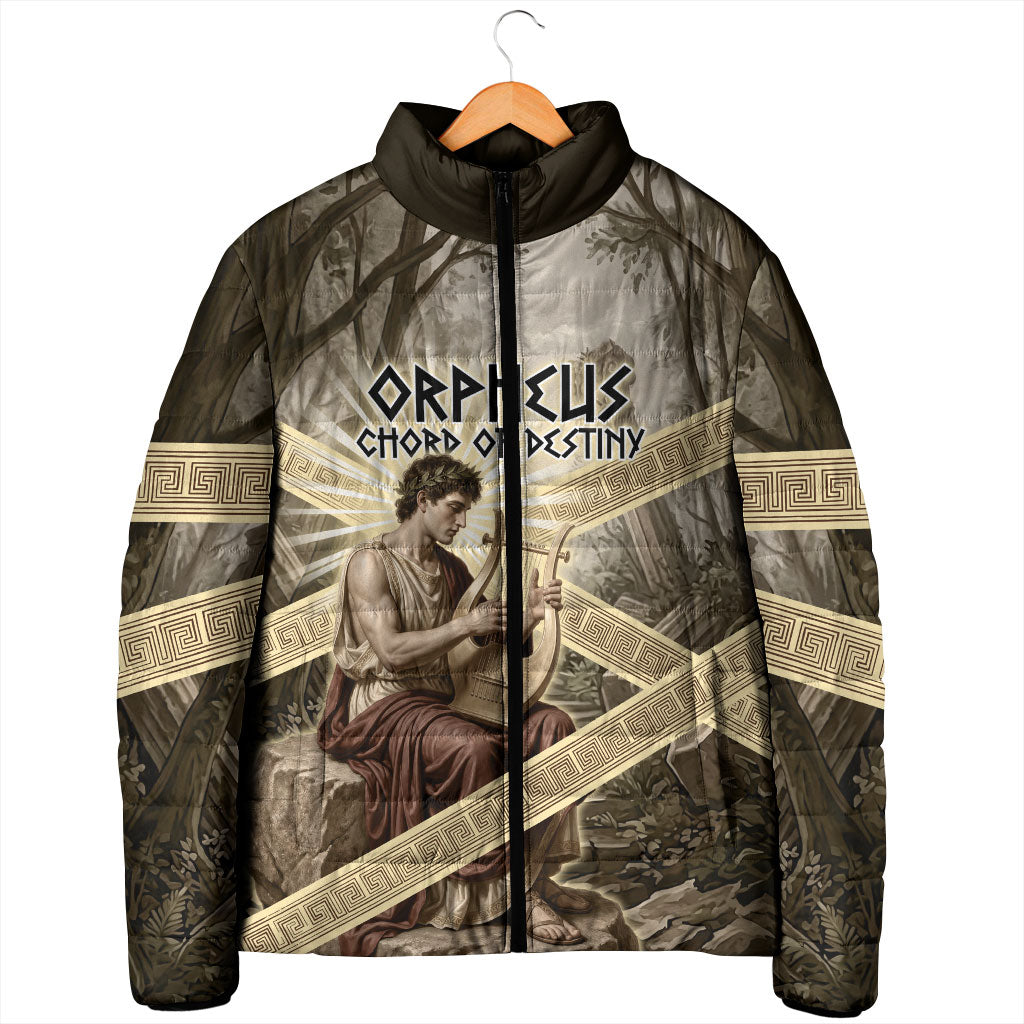 Orpheus Greek Mythology Lyre Musician Padded Jacket Vintage Ancient Greek Meander Classical Statue