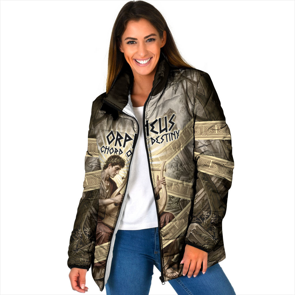 Orpheus Greek Mythology Lyre Musician Padded Jacket Vintage Ancient Greek Meander Classical Statue