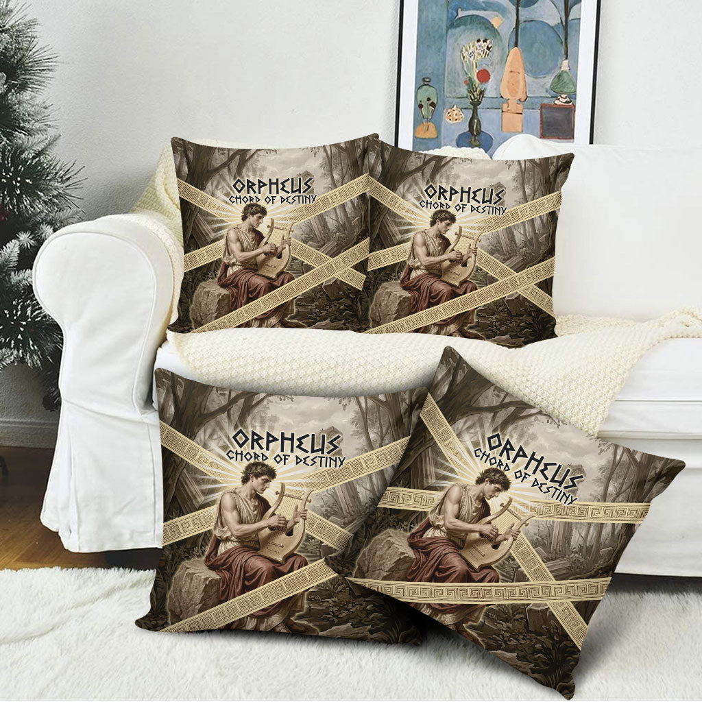 Orpheus Greek Mythology Lyre Musician Pillow Cover Vintage Ancient Greek Meander Classical Statue