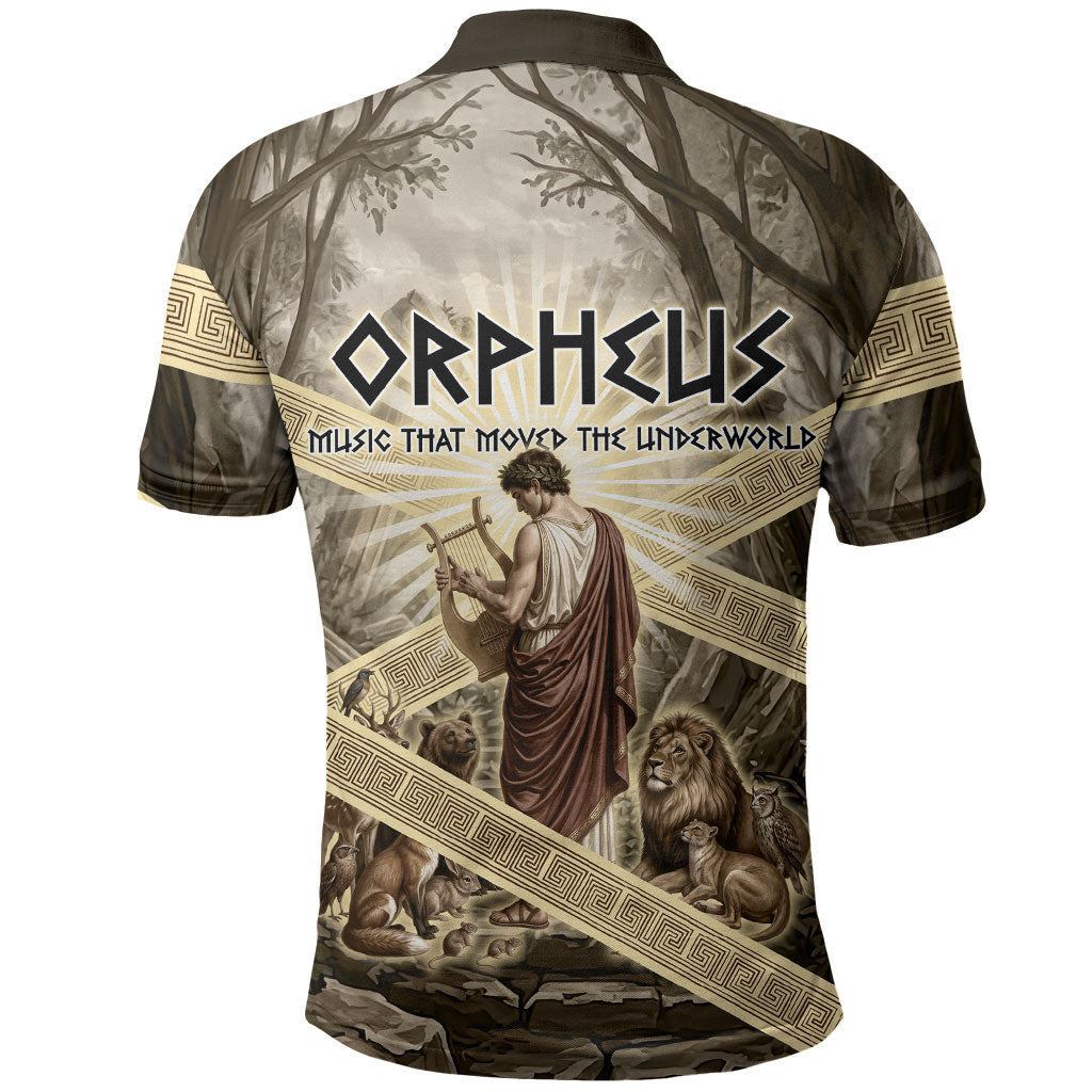 Orpheus Greek Mythology Lyre Musician Polo Shirt Vintage Ancient Greek Meander Classical Statue