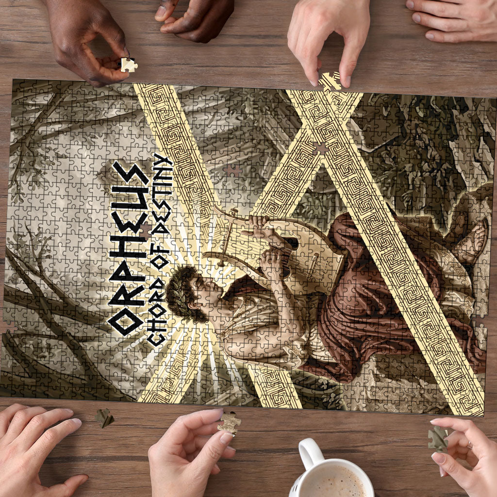Orpheus Greek Mythology Lyre Musician Puzzle Vintage Ancient Greek Meander Classical Statue
