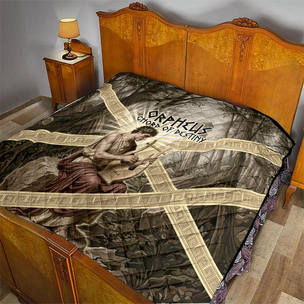 Orpheus Greek Mythology Lyre Musician Quilt Vintage Ancient Greek Meander Classical Statue