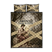Orpheus Greek Mythology Lyre Musician Quilt Bed Set Vintage Ancient Greek Meander Classical Statue