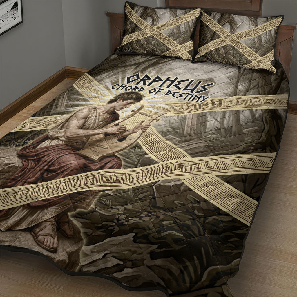 Orpheus Greek Mythology Lyre Musician Quilt Bed Set Vintage Ancient Greek Meander Classical Statue