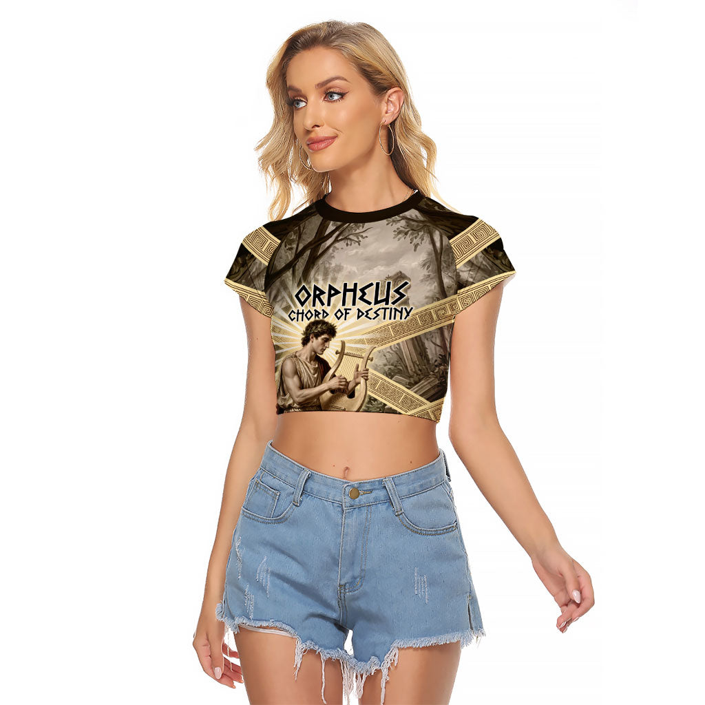 Orpheus Greek Mythology Lyre Musician Raglan Cropped T Shirt Vintage Ancient Greek Meander Classical Statue