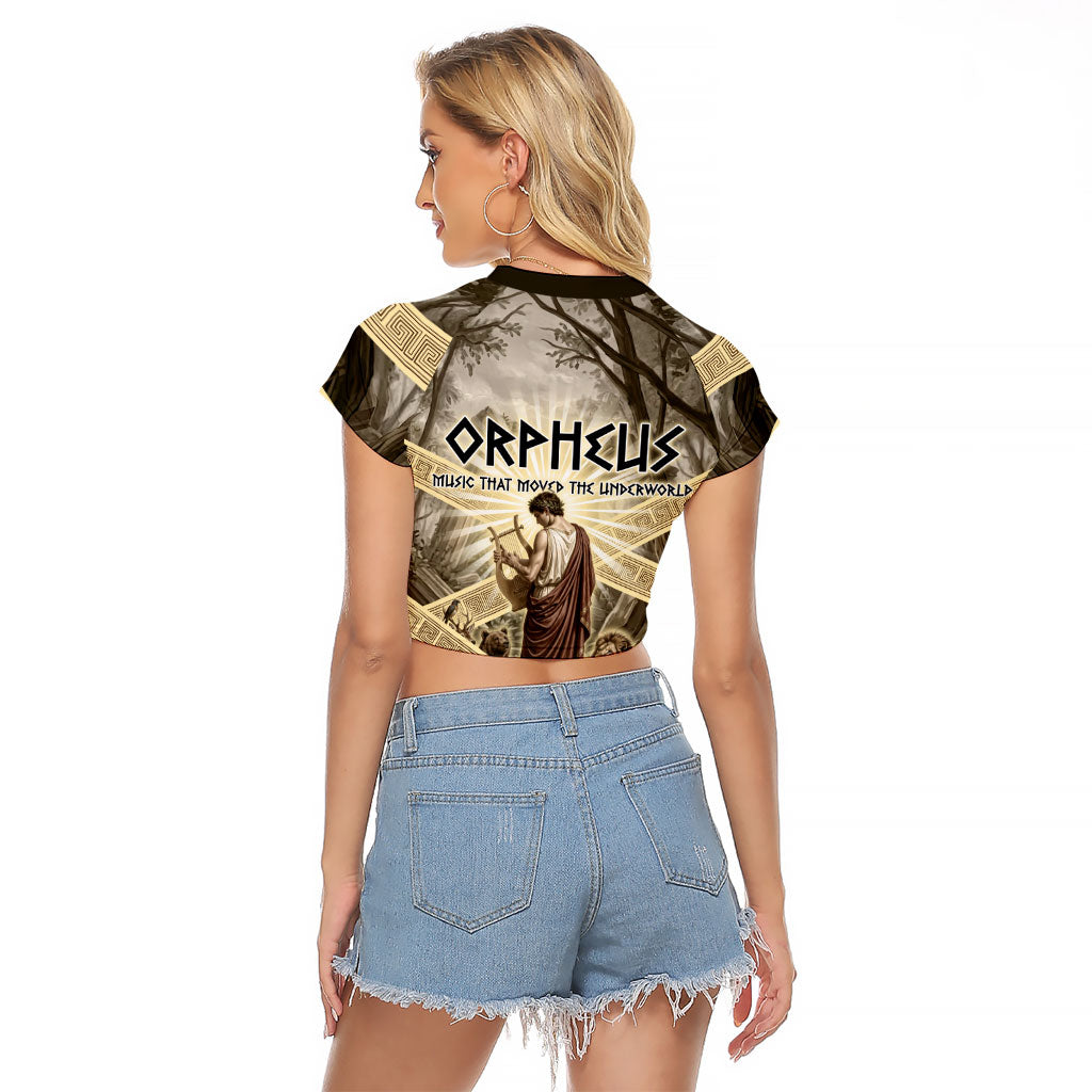 Orpheus Greek Mythology Lyre Musician Raglan Cropped T Shirt Vintage Ancient Greek Meander Classical Statue