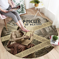 Orpheus Greek Mythology Lyre Musician Round Carpet Vintage Ancient Greek Meander Classical Statue