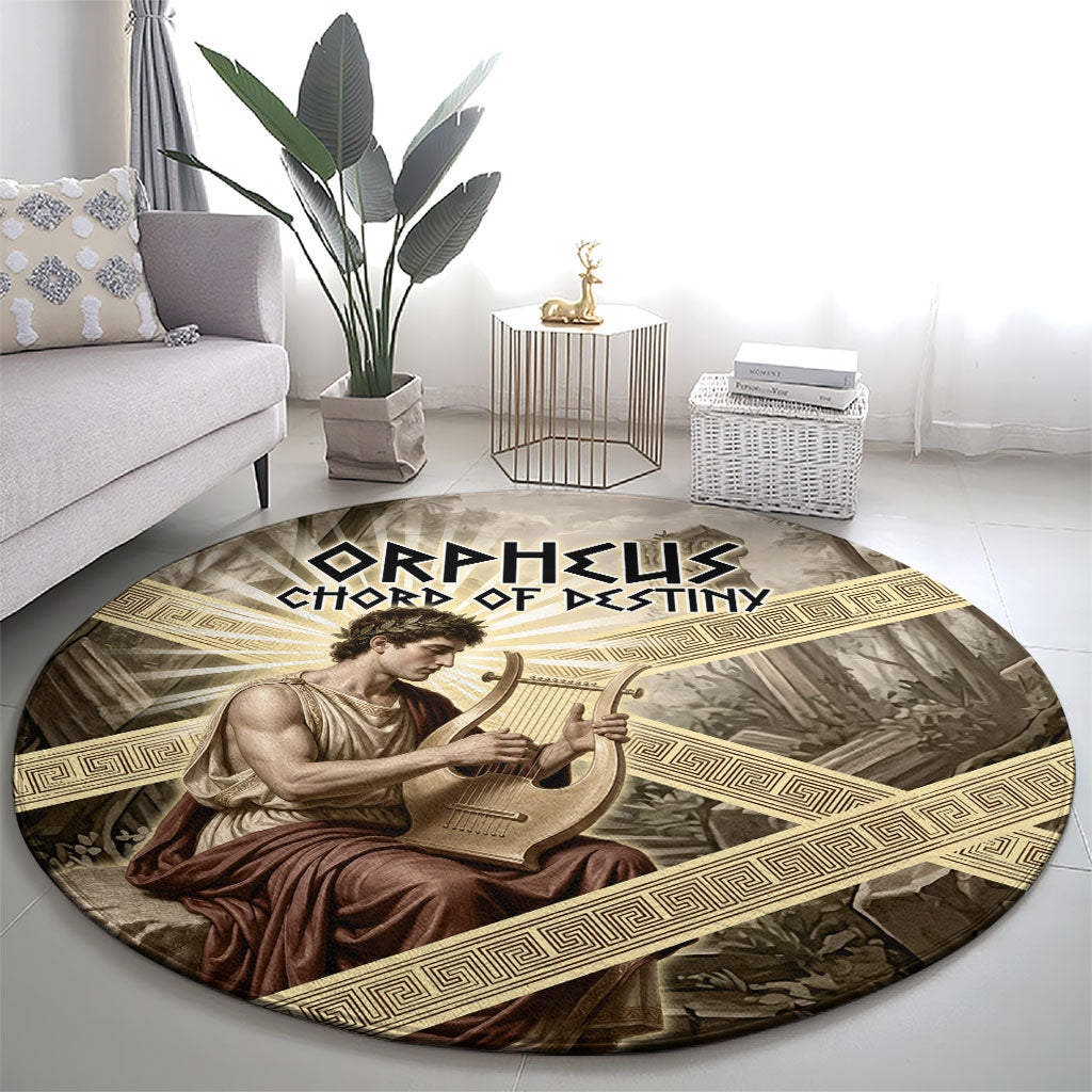 Orpheus Greek Mythology Lyre Musician Round Carpet Vintage Ancient Greek Meander Classical Statue