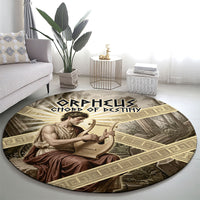 Orpheus Greek Mythology Lyre Musician Round Carpet Vintage Ancient Greek Meander Classical Statue