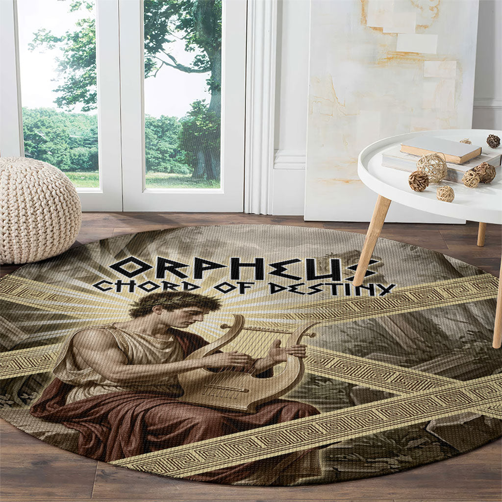 Orpheus Greek Mythology Lyre Musician Round Carpet Vintage Ancient Greek Meander Classical Statue