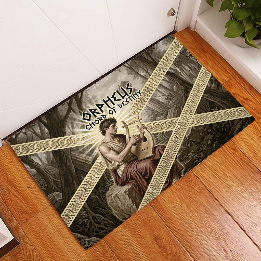 Orpheus Greek Mythology Lyre Musician Rubber Doormat Vintage Ancient Greek Meander Classical Statue