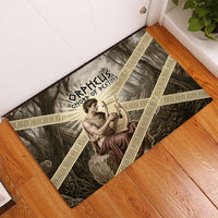 Orpheus Greek Mythology Lyre Musician Rubber Doormat Vintage Ancient Greek Meander Classical Statue