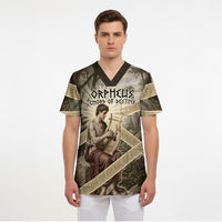 Orpheus Greek Mythology Lyre Musician Scrub Top Vintage Ancient Greek Meander Classical Statue