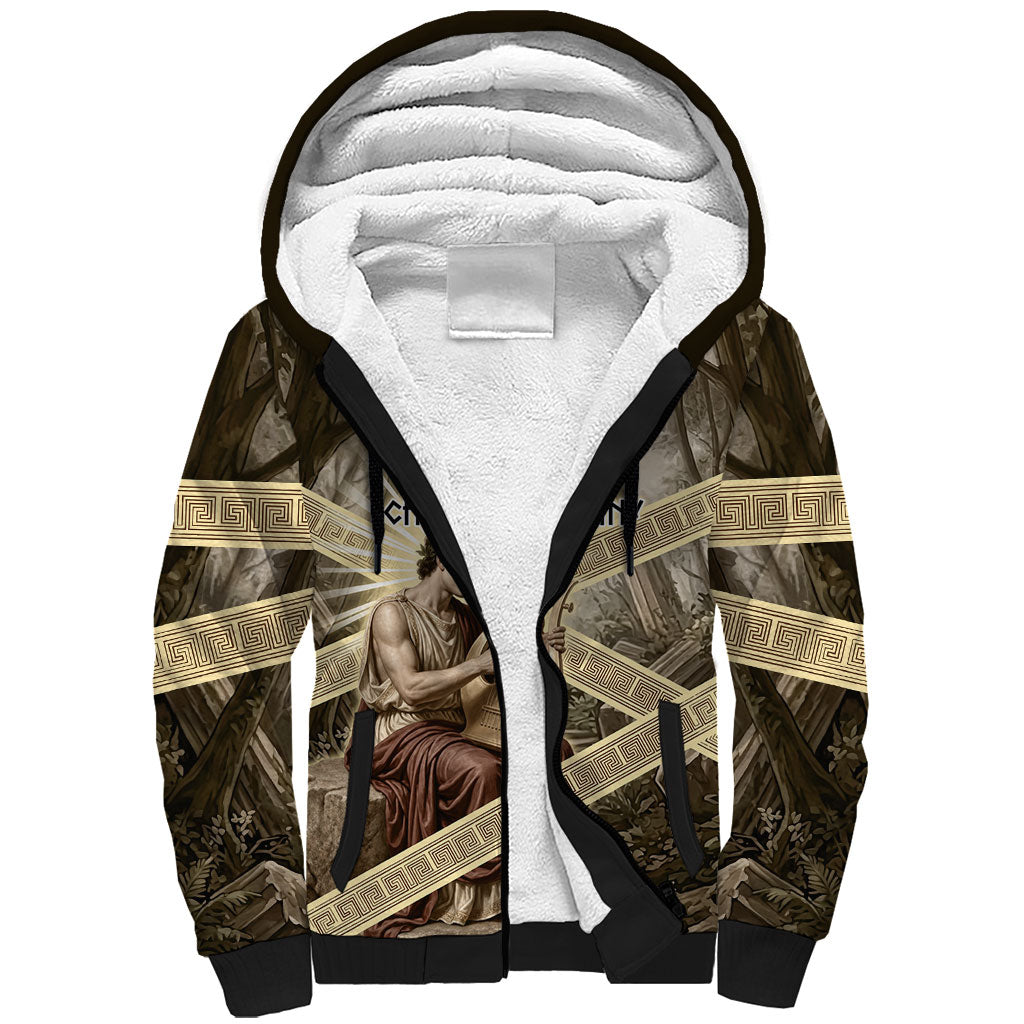 Orpheus Greek Mythology Lyre Musician Sherpa Hoodie Vintage Ancient Greek Meander Classical Statue