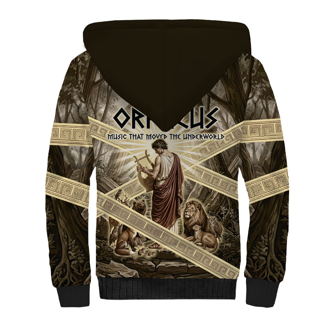 Orpheus Greek Mythology Lyre Musician Sherpa Hoodie Vintage Ancient Greek Meander Classical Statue