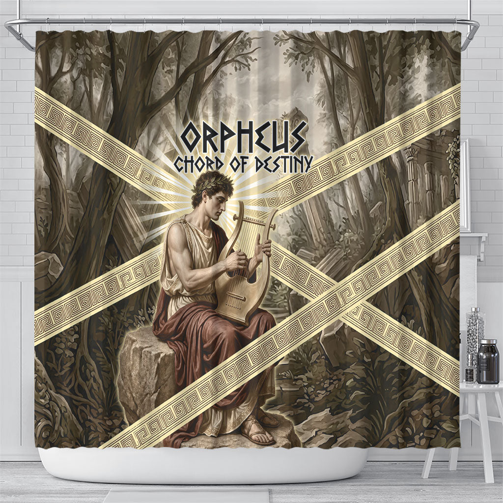 Orpheus Greek Mythology Lyre Musician Shower Curtain Vintage Ancient Greek Meander Classical Statue