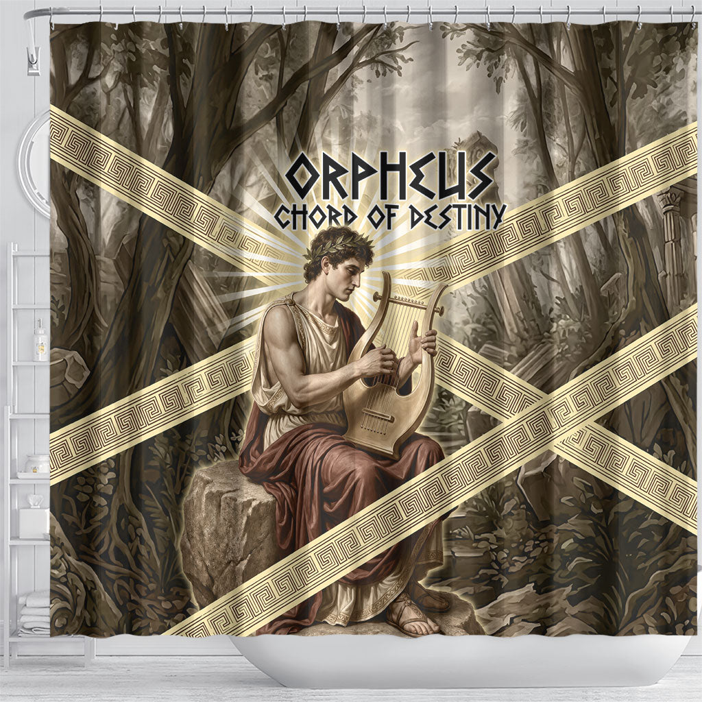 Orpheus Greek Mythology Lyre Musician Shower Curtain Vintage Ancient Greek Meander Classical Statue