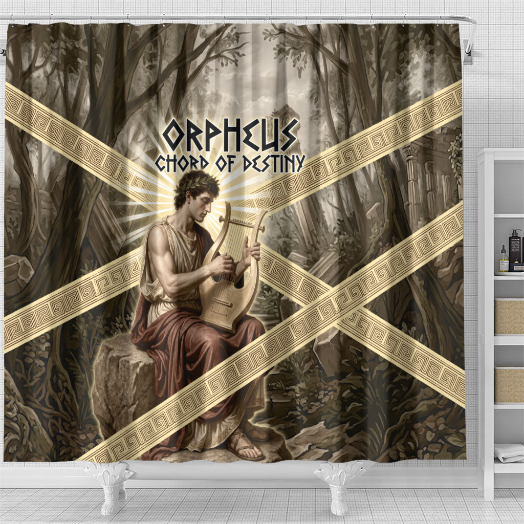 Orpheus Greek Mythology Lyre Musician Shower Curtain Vintage Ancient Greek Meander Classical Statue