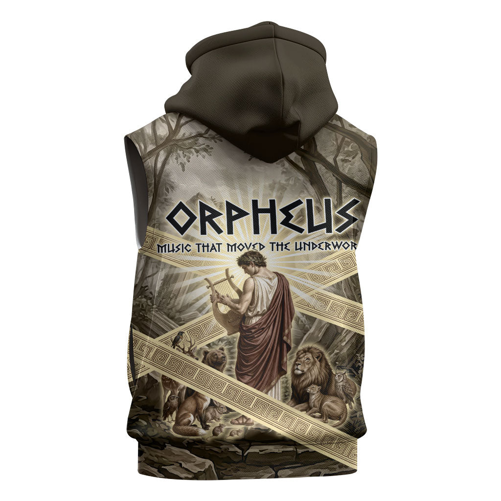 Orpheus Greek Mythology Lyre Musician Sleeveless Hoodie Vintage Ancient Greek Meander Classical Statue