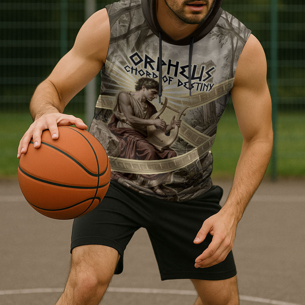 Orpheus Greek Mythology Lyre Musician Sleeveless Hoodie Vintage Ancient Greek Meander Classical Statue