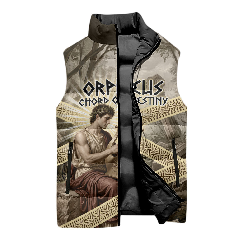 Orpheus Greek Mythology Lyre Musician Sleeveless Puffer Jacket Vintage Ancient Greek Meander Classical Statue