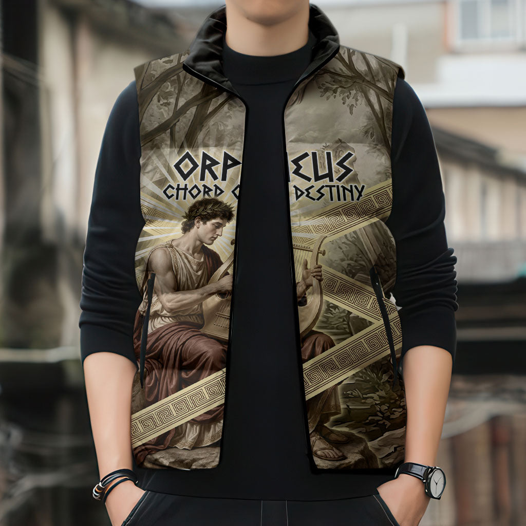 Orpheus Greek Mythology Lyre Musician Sleeveless Puffer Jacket Vintage Ancient Greek Meander Classical Statue