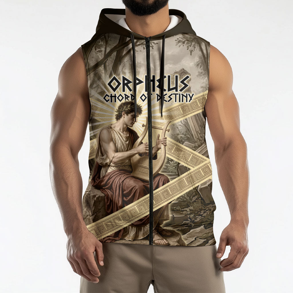 Orpheus Greek Mythology Lyre Musician Sleeveless Zip Hoodie Vintage Ancient Greek Meander Classical Statue