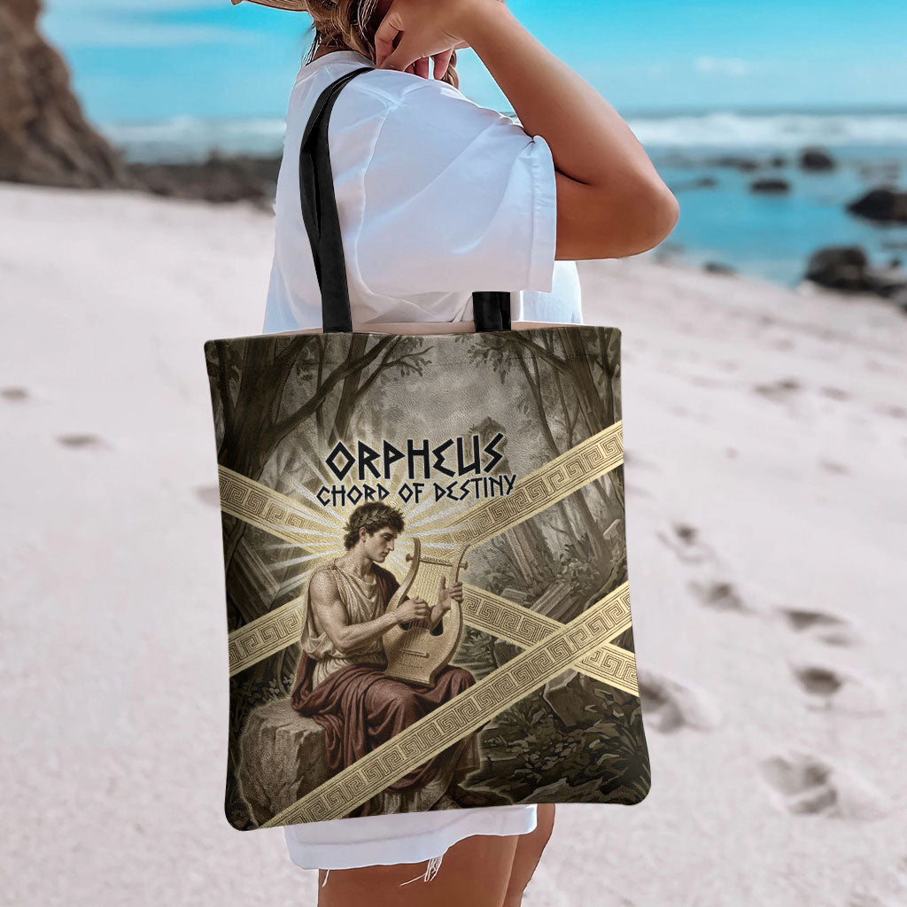 Orpheus Greek Mythology Lyre Musician Tote Bag Vintage Ancient Greek Meander Classical Statue