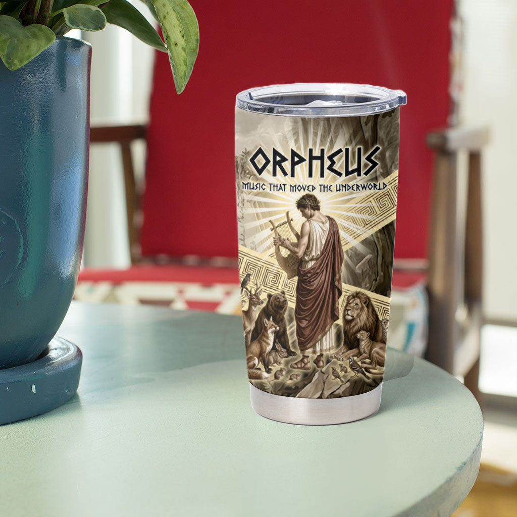 Orpheus Greek Mythology Lyre Musician Tumbler Cup Vintage Ancient Greek Meander Classical Statue
