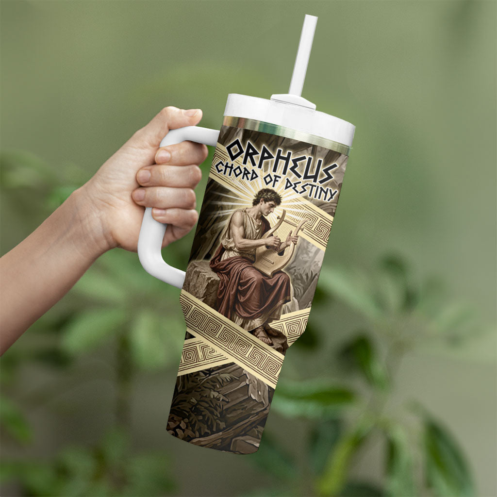 Orpheus Greek Mythology Lyre Musician Tumbler With Handle Vintage Ancient Greek Meander Classical Statue