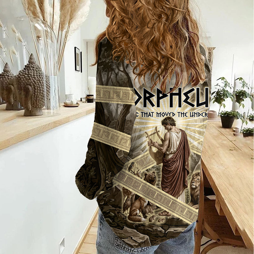 Orpheus Greek Mythology Lyre Musician Women Casual Shirt Vintage Ancient Greek Meander Classical Statue