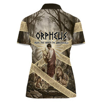 Orpheus Greek Mythology Lyre Musician Women Polo Shirt Vintage Ancient Greek Meander Classical Statue