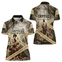 Orpheus Greek Mythology Lyre Musician Women Polo Shirt Vintage Ancient Greek Meander Classical Statue